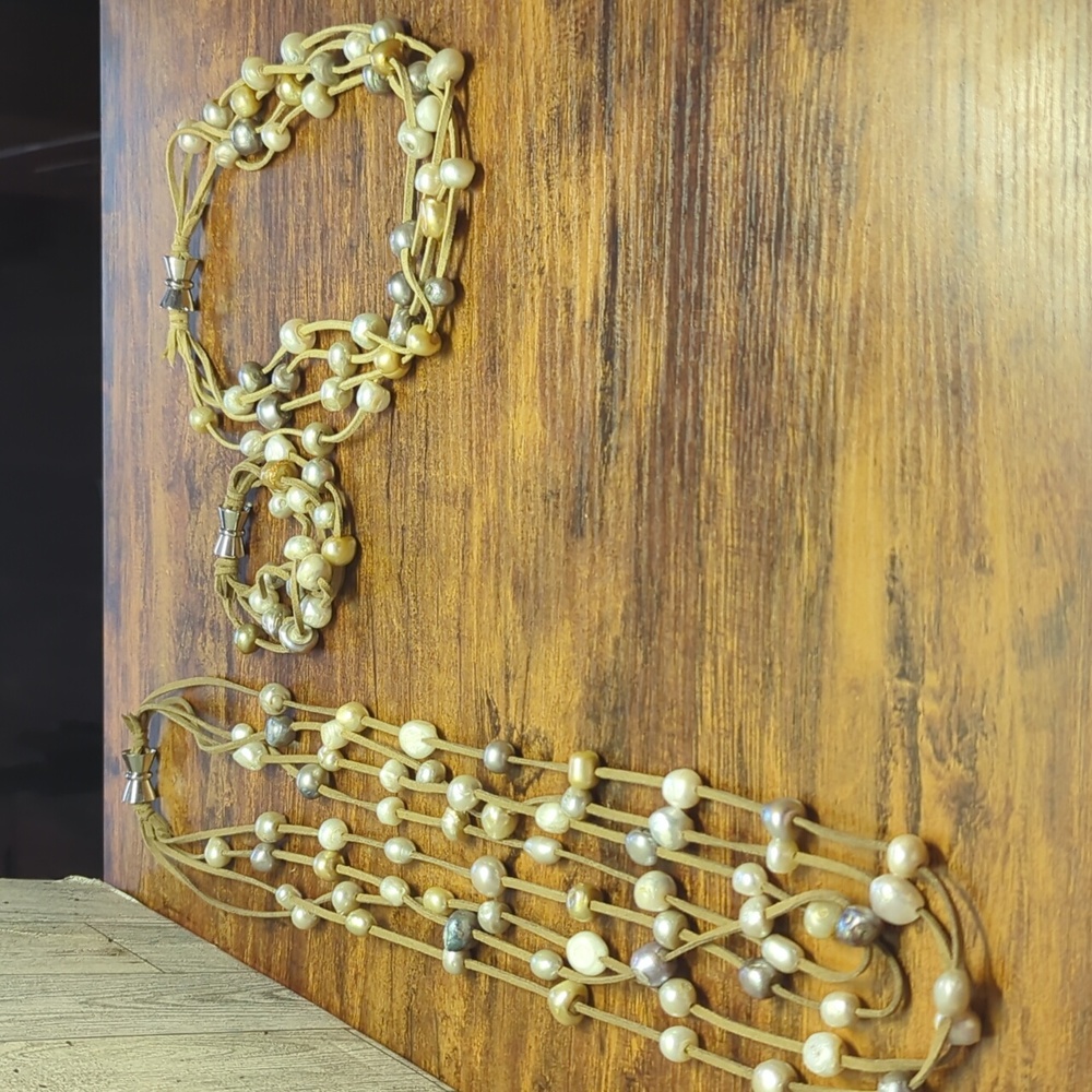Long necklace, short necklace, and bracelet set